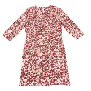 J McLaughlin Sophia Dress Women’s Large Orange Catalina Cloth Sheath Radio Waves